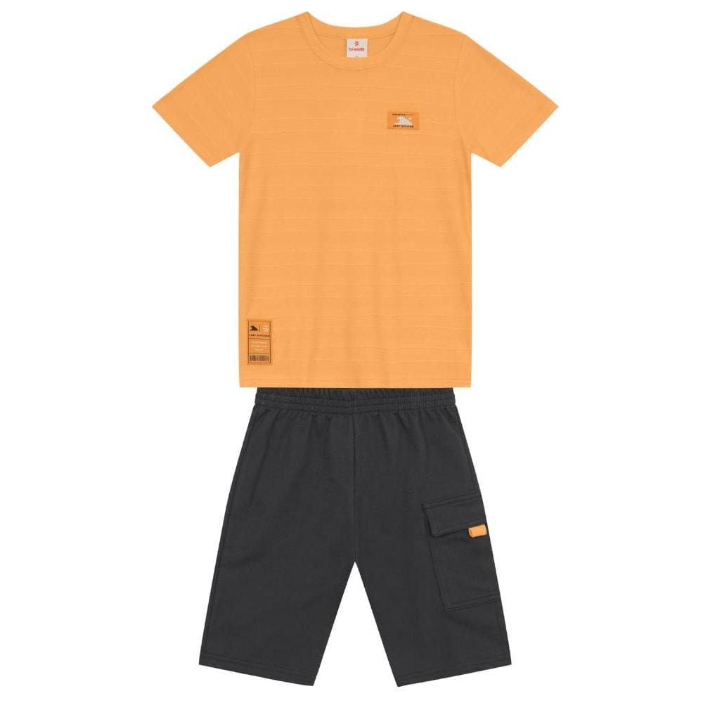 Conjunto infantil menino com aplique de surf Brandili