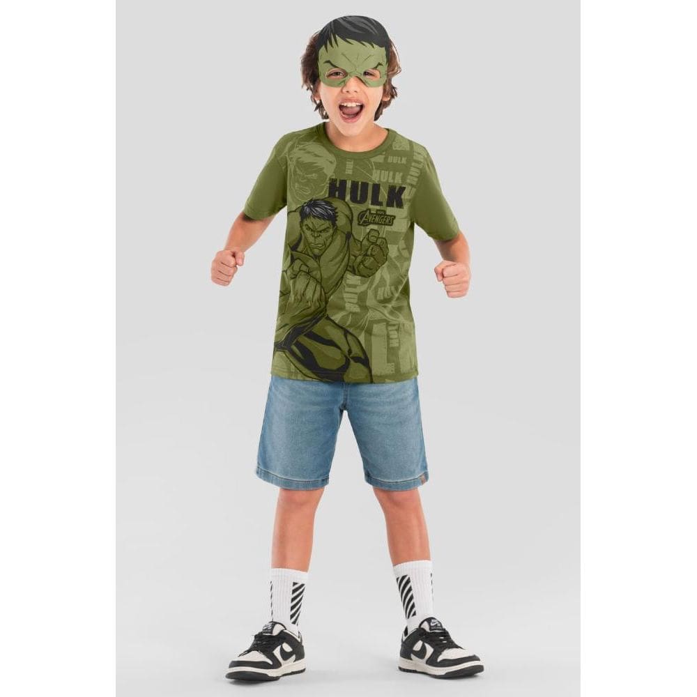 Camiseta infantil menino dos Vingadores com máscara Brandili