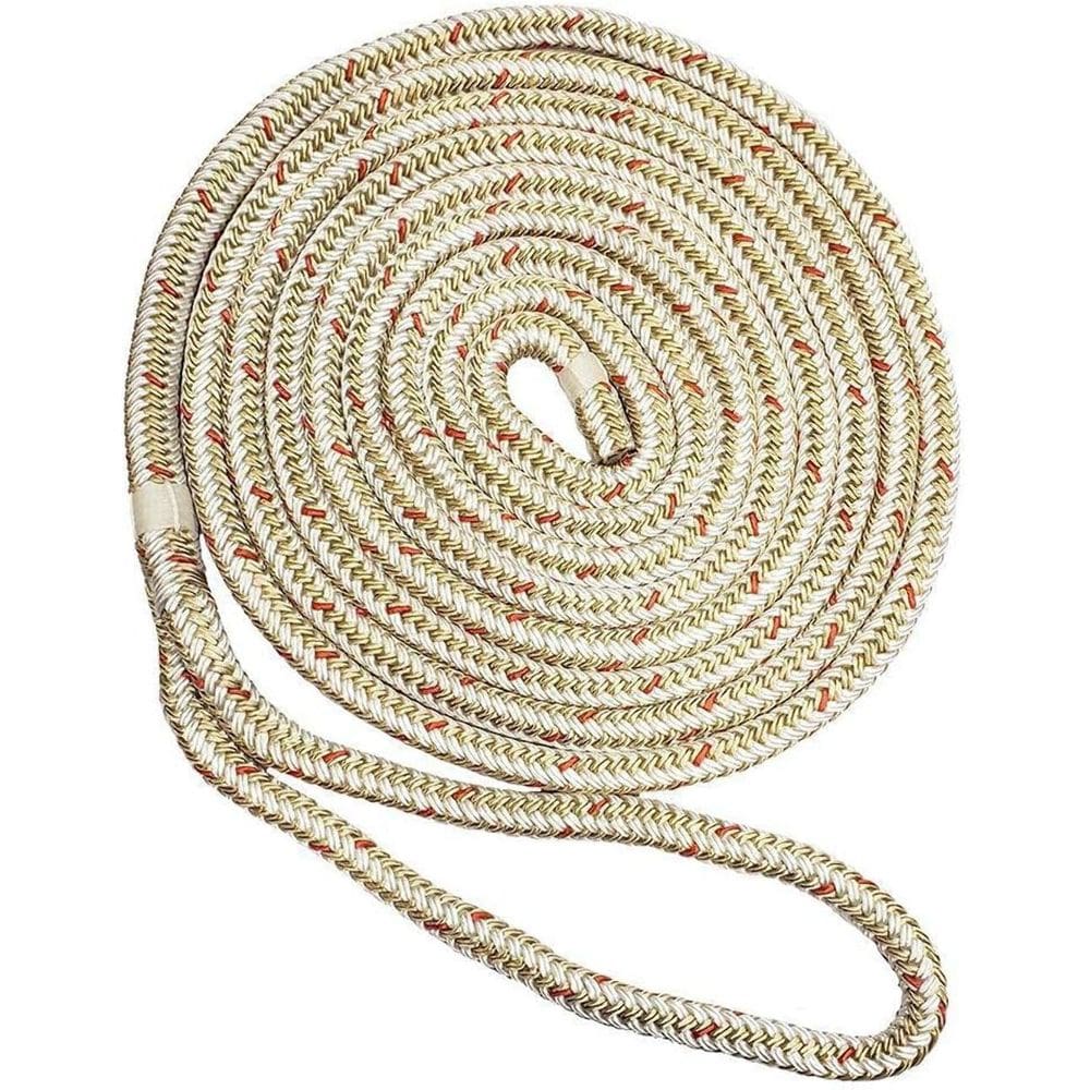 Dock Line New England Ropes 3/4, trança dupla, branca/dourada, 15 m