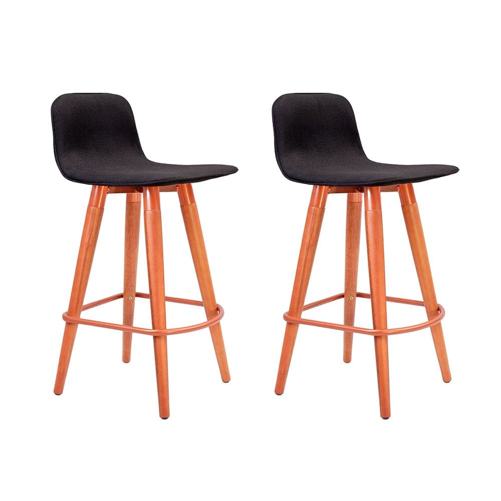 Kit 2 Banquetas Baixas Linea Aço Cobre para Cozinha Ilha Gourmet Conjunto Casa - Preto Assento