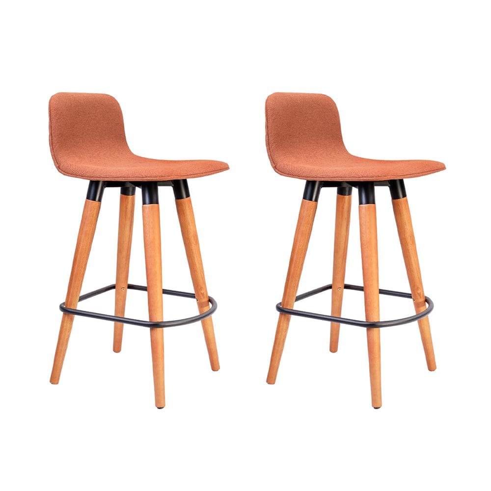 Kit 2 Banquetas Baixas Linea Aço Preto para Cozinha Ilha Gourmet Conjunto Casa - Terracota Assento