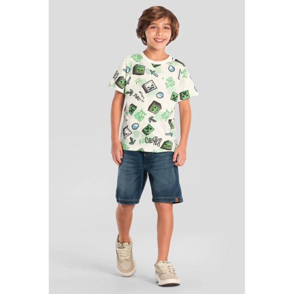 Camiseta infantil menino do Minecraft Brandili