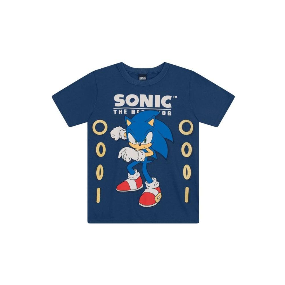 Camiseta infantil menino do Sonic metalizado Brandili