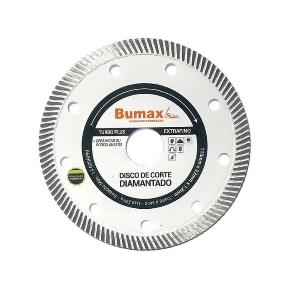 Disco de Corte Diamantado Turbo Plus para Cerâmica e Porcelanato Bumax