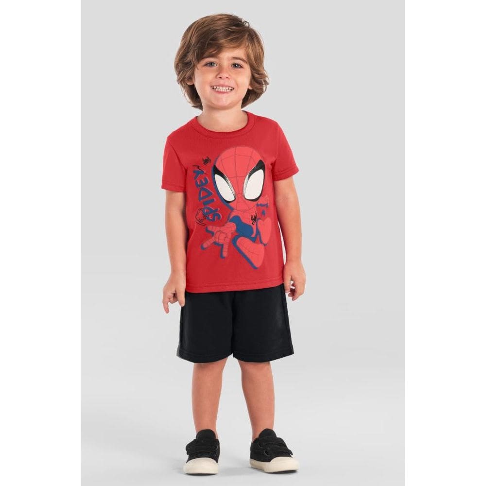 Camiseta infantil menino Homem-Aranha em gel Brandili
