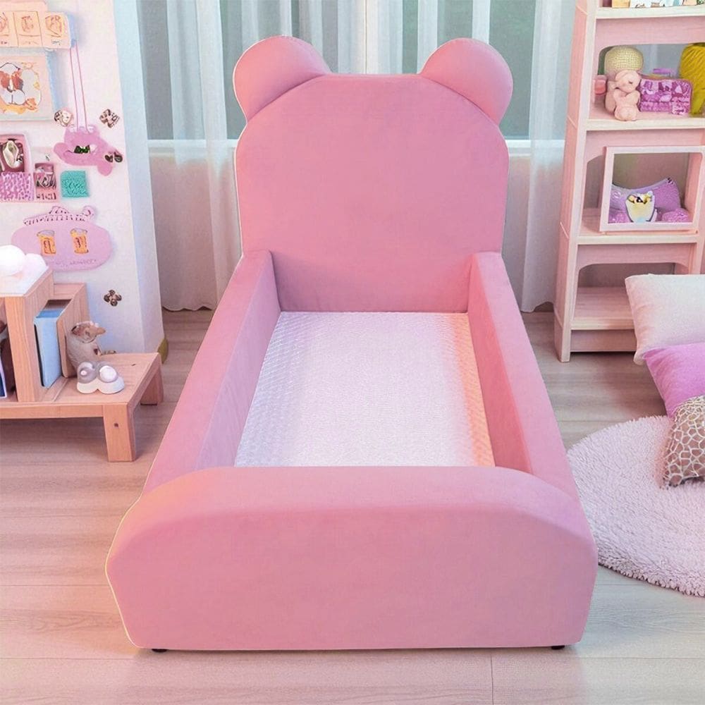 Cama Infantil Montessoriana Soft Segura e Confortável com Colchão Incluso para Quarto - Rosa