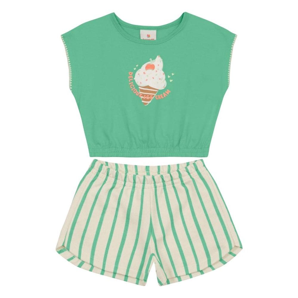 Conjunto infantil menina cropped de sorvete Brandili