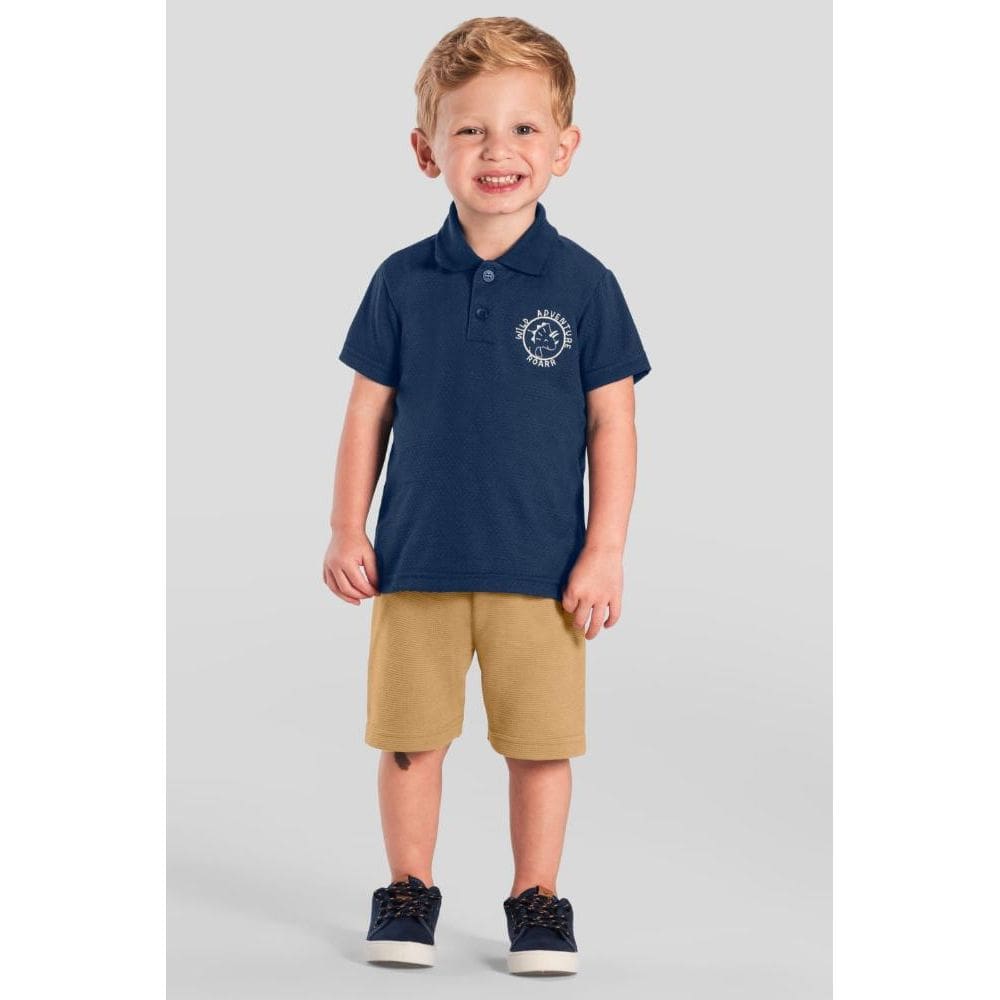 Camisa polo infantil menino com bordado Brandili