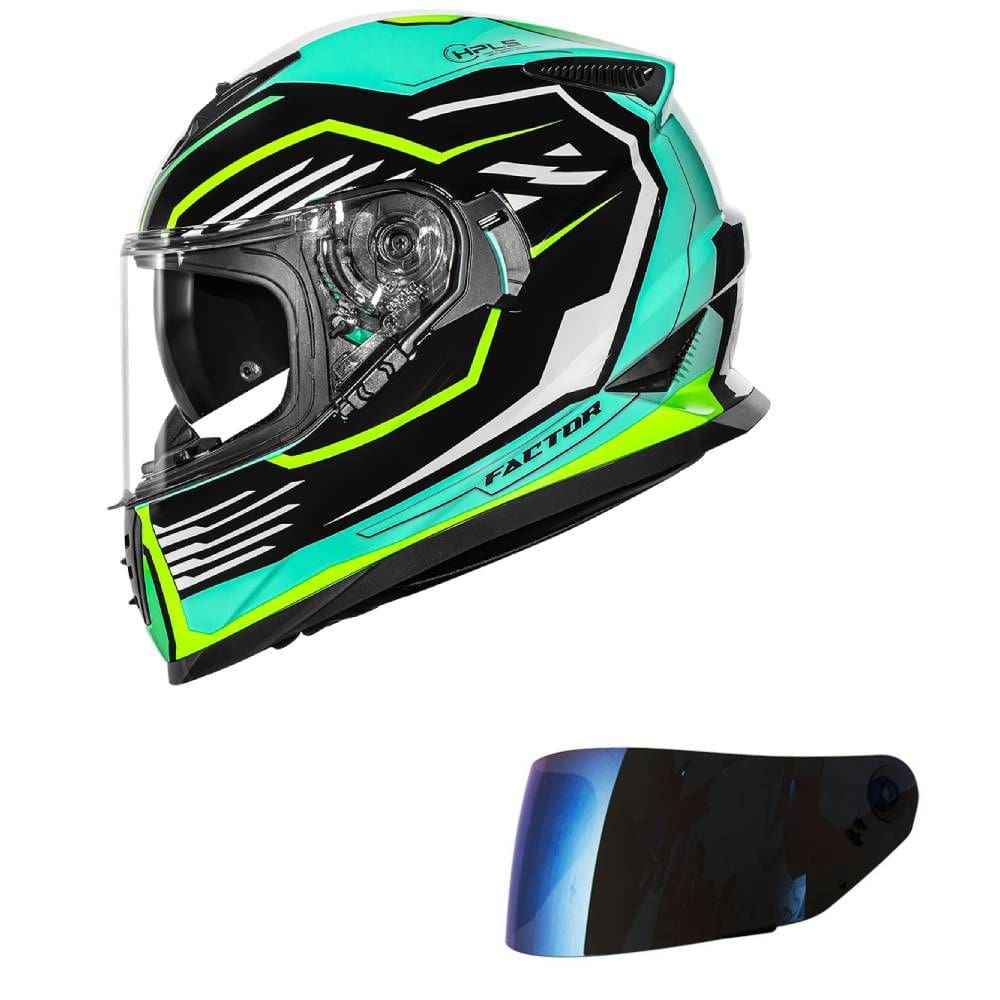 Capacete Norisk Soul II Factor Preto e Amarelo Mais Viseira Azul