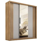 Guarda Roupas Casal com Espelho 3 Portas de Correr 2 Gavetas Moema Flex