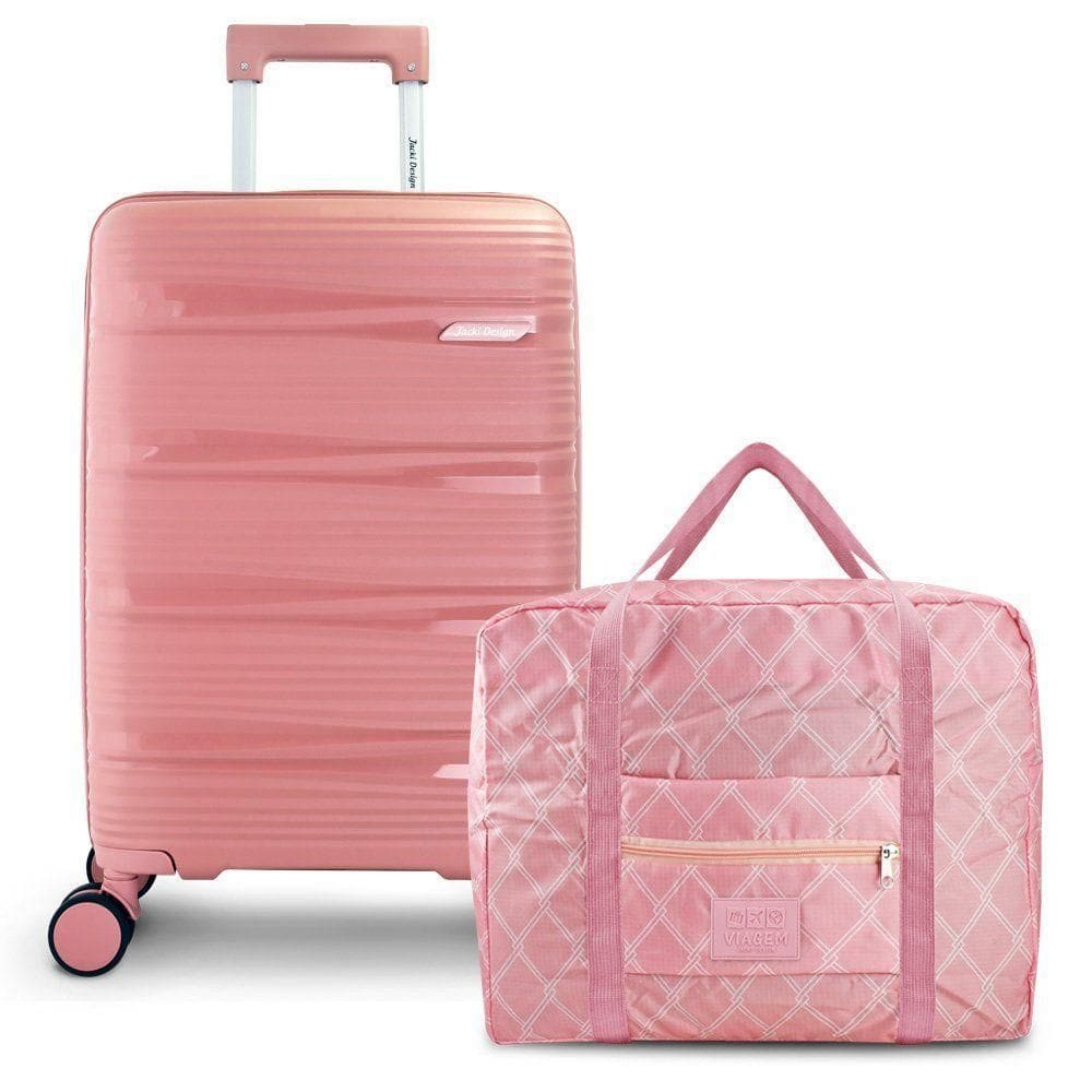 Kit Viagem 2 Pçs - Mala De Bordo E Bolsa Dobrável Essência