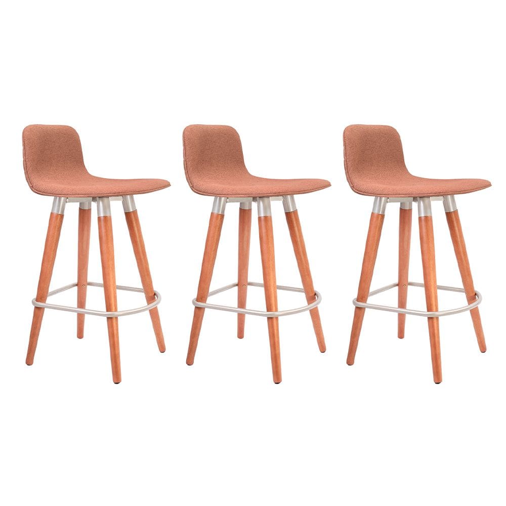 Kit 3 Banquetas Baixas Linea Aço Champanhe para Cozinha Ilha Gourmet Area Lazer - Terracota Assento