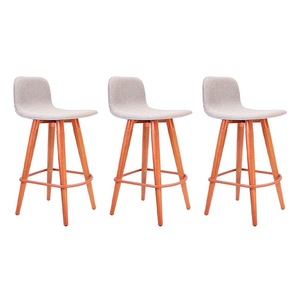 Kit 3 Banquetas Baixas Linea Aço Cobre para Cozinha Ilha Gourmet Area Lazer Decor - Cinza Assento