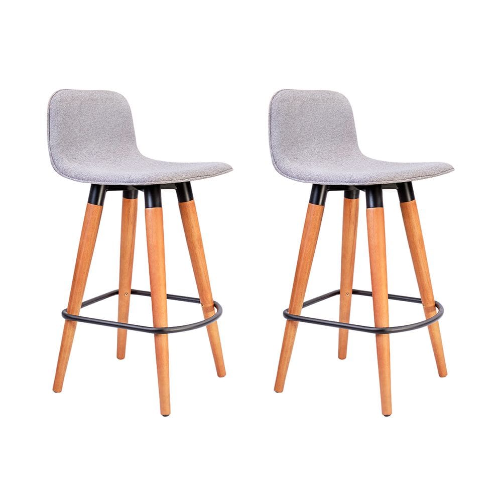 Kit 2 Banquetas Baixas Linea Aço Preto para Cozinha Ilha Gourmet Conjunto Casa - Cinza Assento