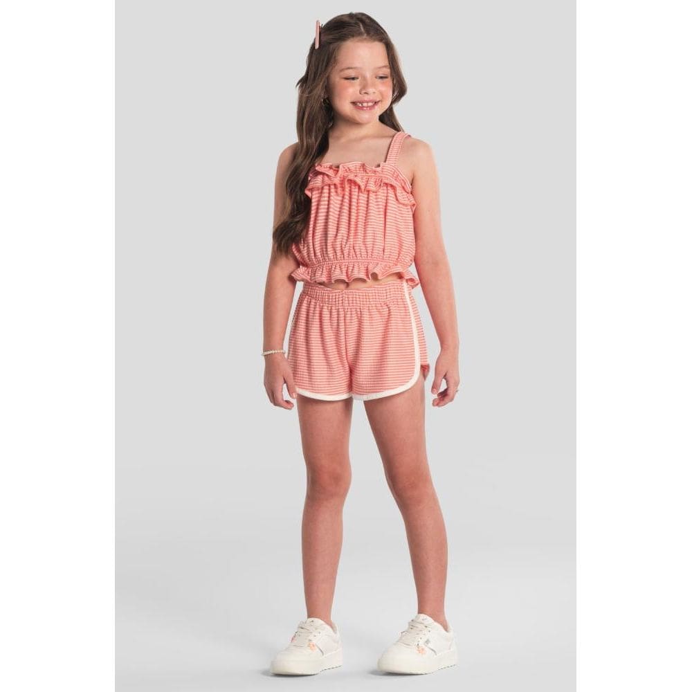 Conjunto infantil menina em malha fio tinto Brandili