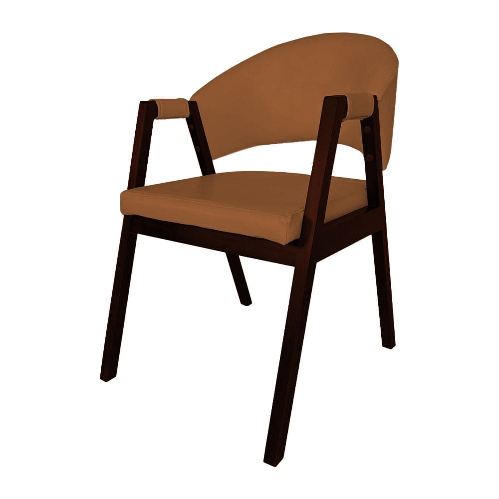 Cadeira para Sala de Jantar Helen Madeira Maciça Castanho Premium Facto - Caramelo