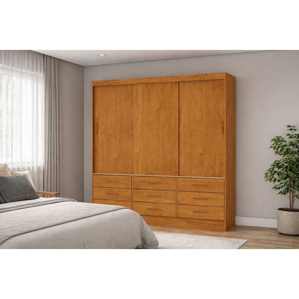 Guarda Roupa 9 Gavetas 3 Portas Sunset-Grand Line