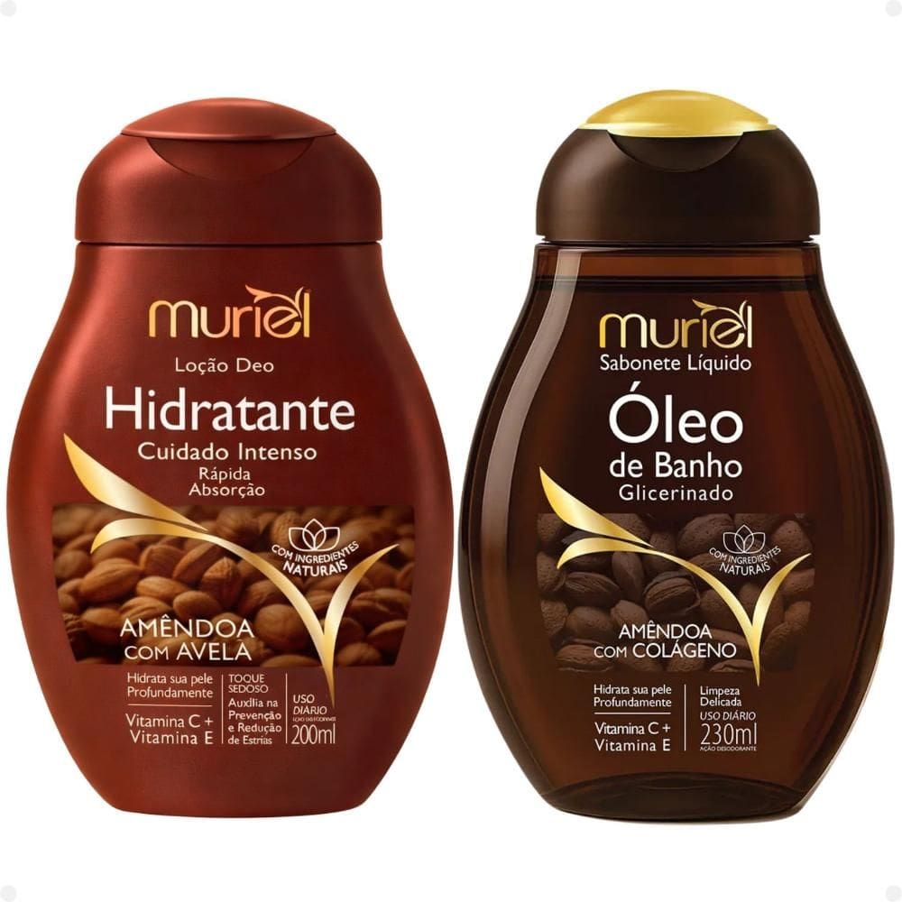 Kit Muriel Amêndoa Com Avelã: Sabonete Óleo De Banho 230ml e Loção Deo Hidratante 200ml