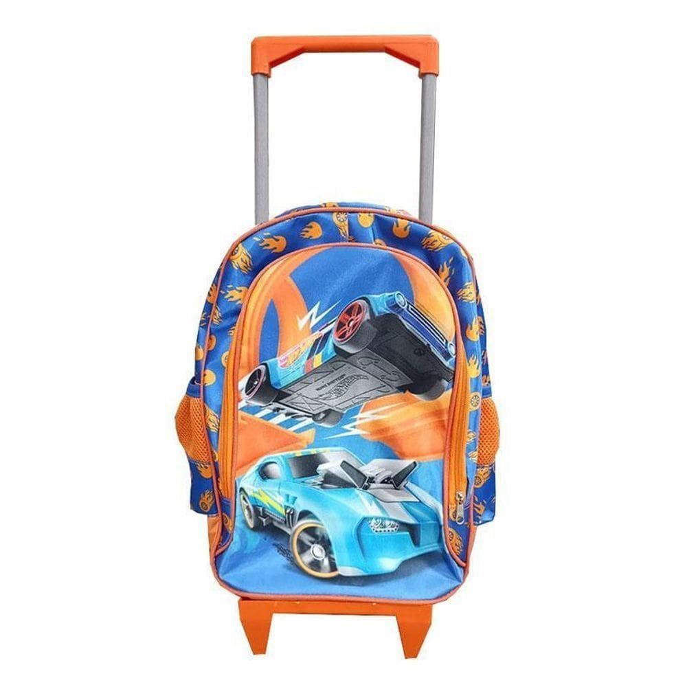 Mochila Escolar Infantil Com Rodinhas Hot Wheels Laranja - Gv Bolsas