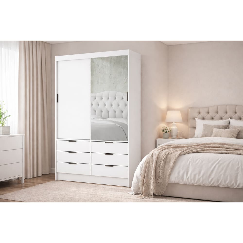Guarda Roupa 6 Gavetas 2 Portas  1 Espelho Sunset-Grand Line