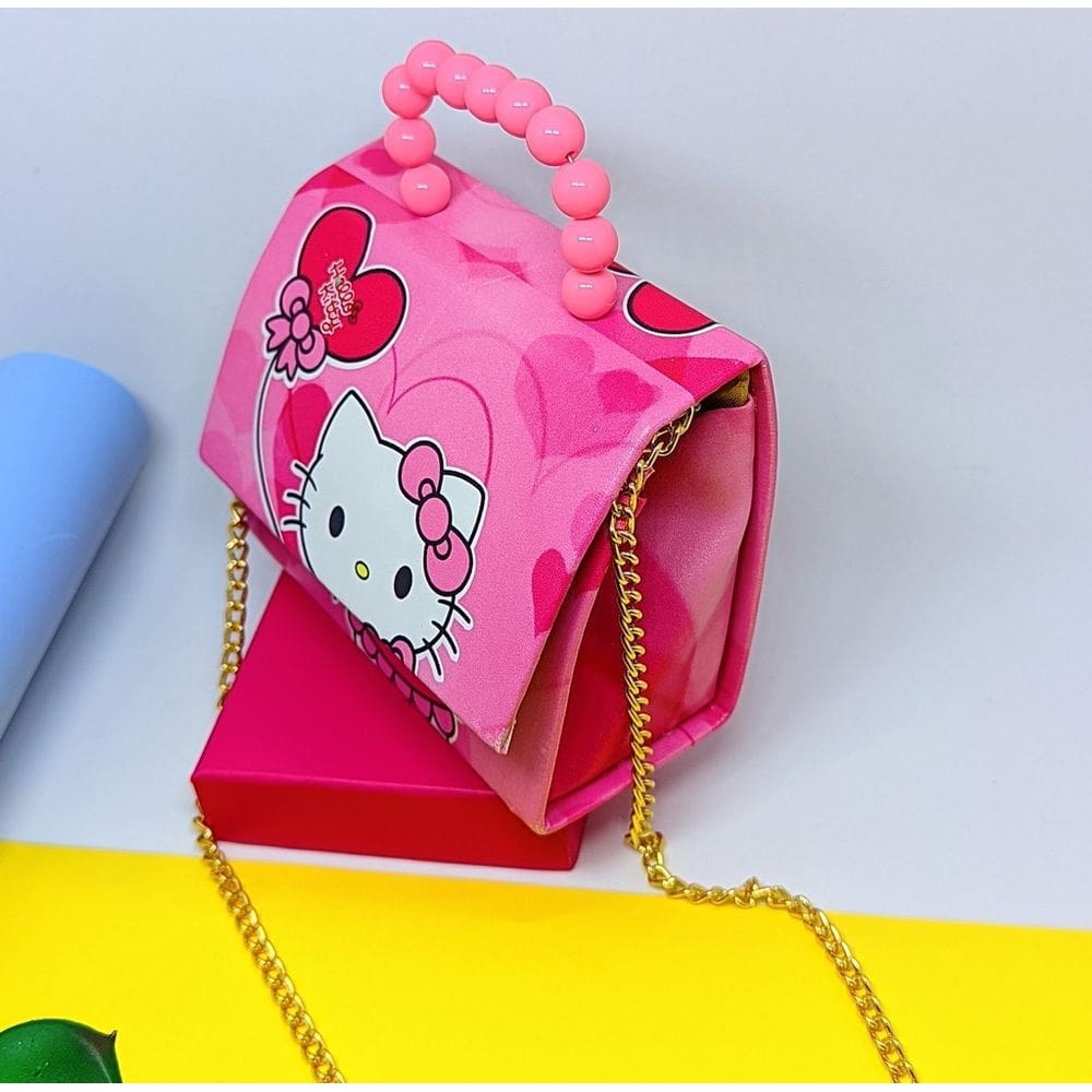 Bolsa Infantil Mini Bag Cute Alça Mão Pérola Corrente transversal Personagem Hello Kitty Bolsinha Blogueirinha Meninas
