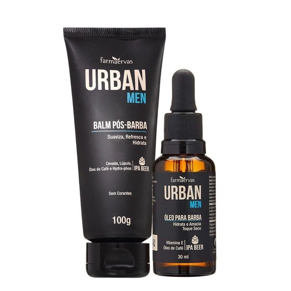 Kit Balm Pós Barba Creme Loção E óleo Hidratante Para Barba Urban Men Farmaervas