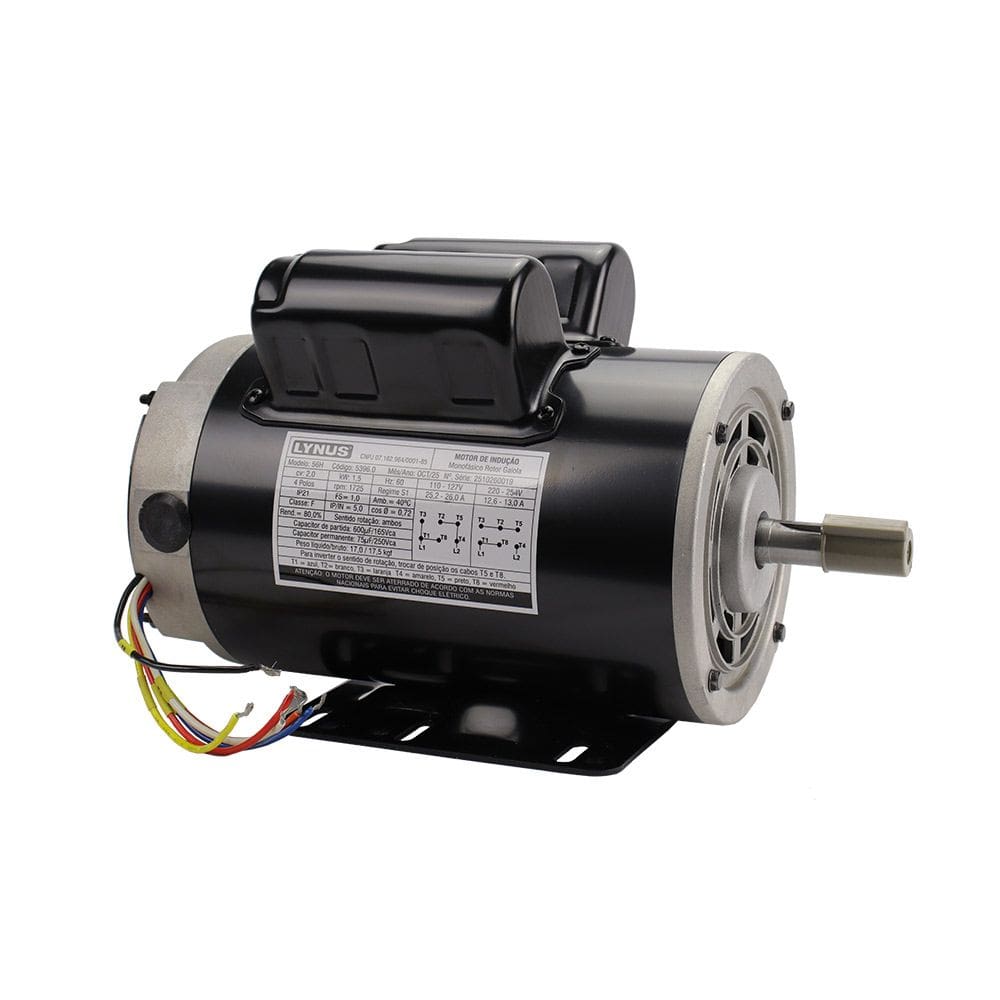 Motor Elétrico 2CV 4 Pólos Monof Bivolt Reversível IP21 56H Lynus