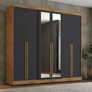Guarda Roupa Casal com Espelho 6 Portas e Pes Serena Damulti