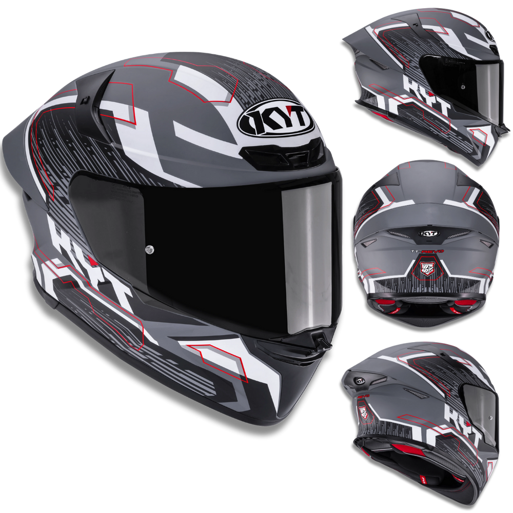 Capacete KYT TT Revo Speeding Cinza Preto Branco Fosco