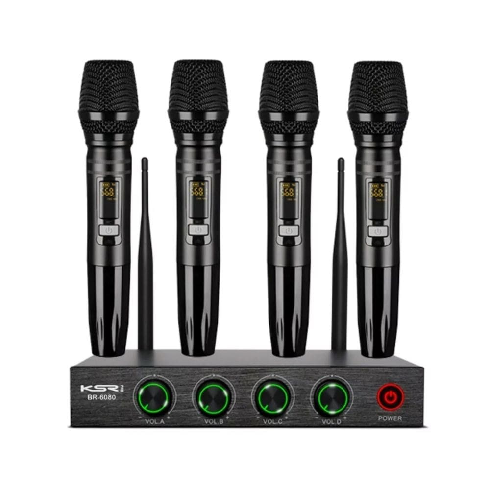 Microfone Sem Fio Quadruplo KSR Pro BR6080