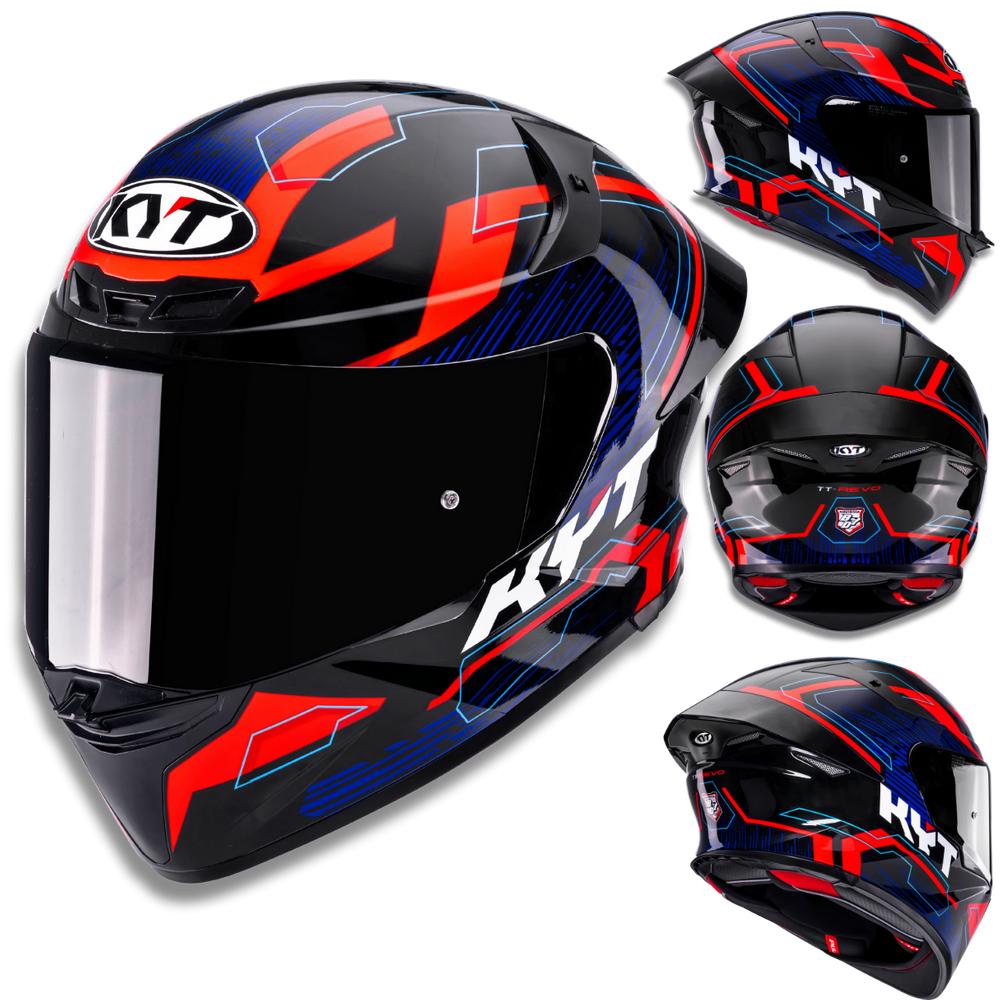 Capacete KYT TT Revo Speeding Preto Azul e Vermelho