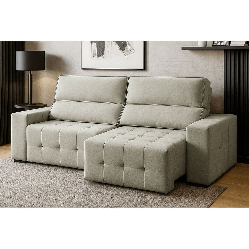 Sofa 3 Lugares Retratil e Reclinavel Linho Village Ferguile