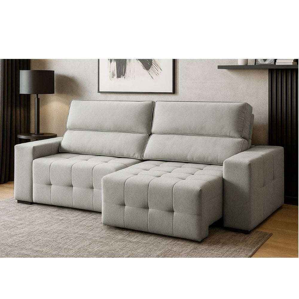 Sofa 3 Lugares Retratil e Reclinavel Linho Village Ferguile