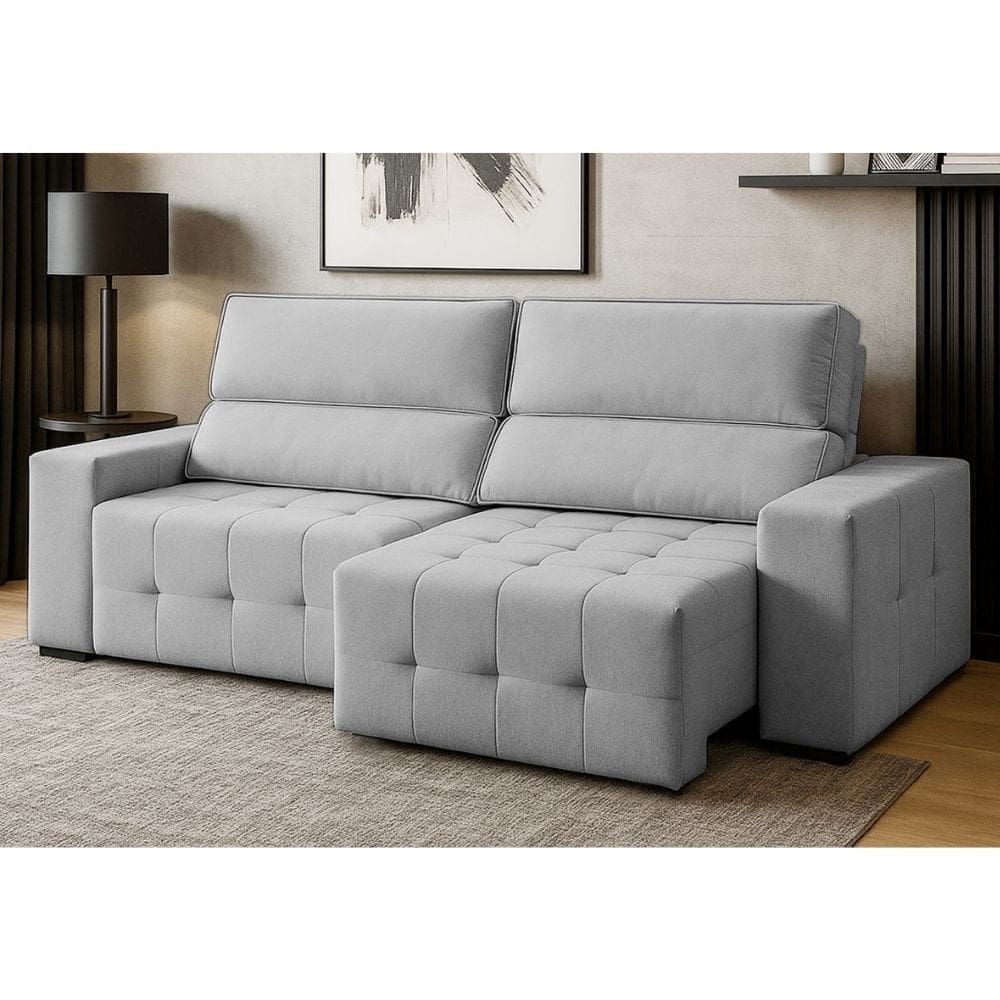 Sofa 3 Lugares Retratil e Reclinavel Veludo Village Ferguile