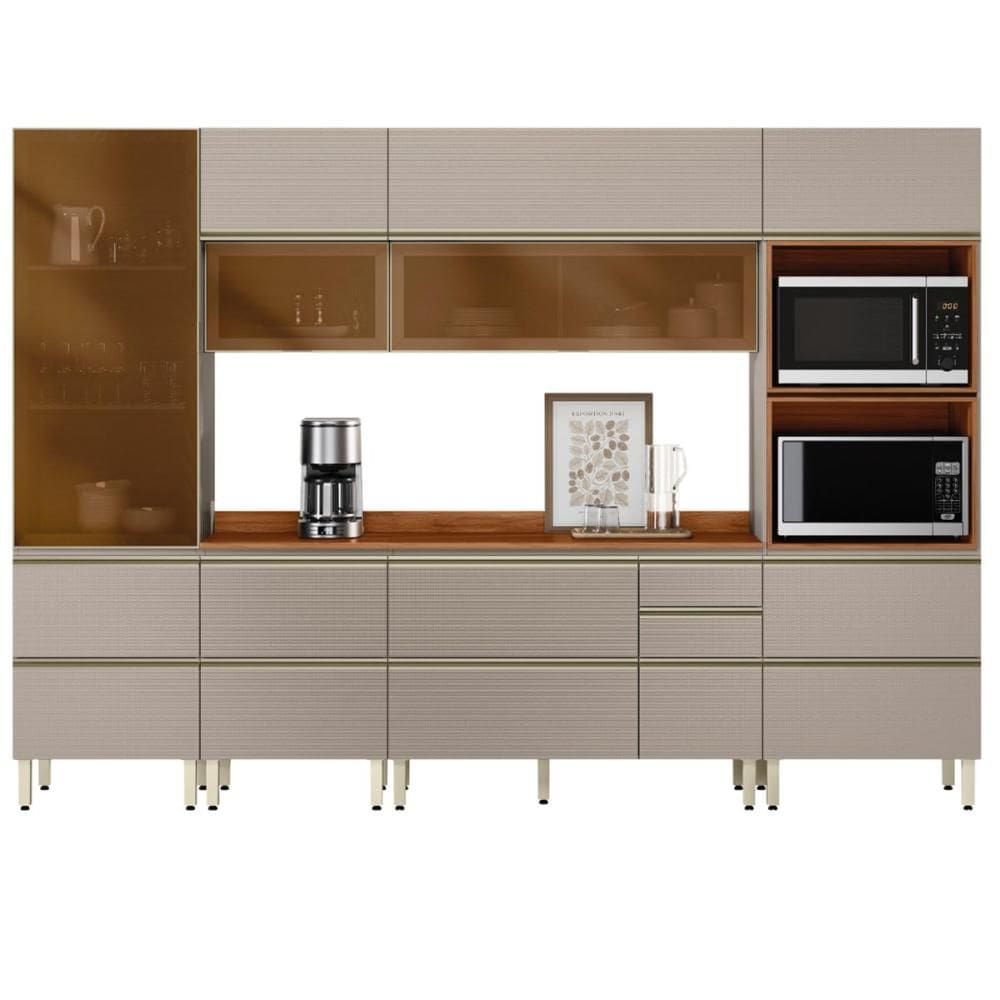 Cozinha Modulada Proença 6 Peças com Cristaleira e Aéreo 120cm - Demartêz