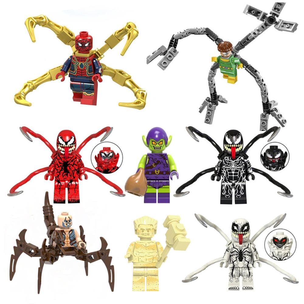 Kit 8 Bonecos Homem Aranha Spiderman Blocos De Montar