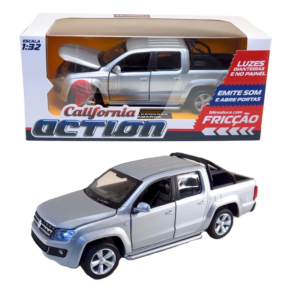 Miniatura Volkswagen Amarok 1/32 California Action Com Luz e Som