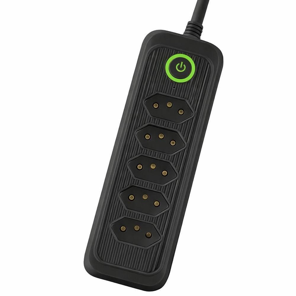 Filtro De Linha Extensão 5 Tomadas Com Interruptor 3 Metros - Preto