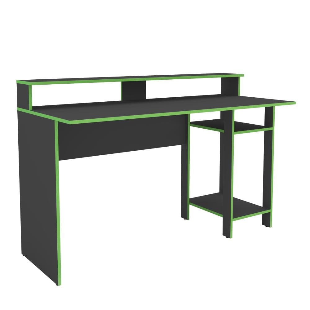 Mesa Escrivaninha Gamer para Computador Vulcano 3 Prateleiras 136cm Cor Preto/Verde - Mademóvel