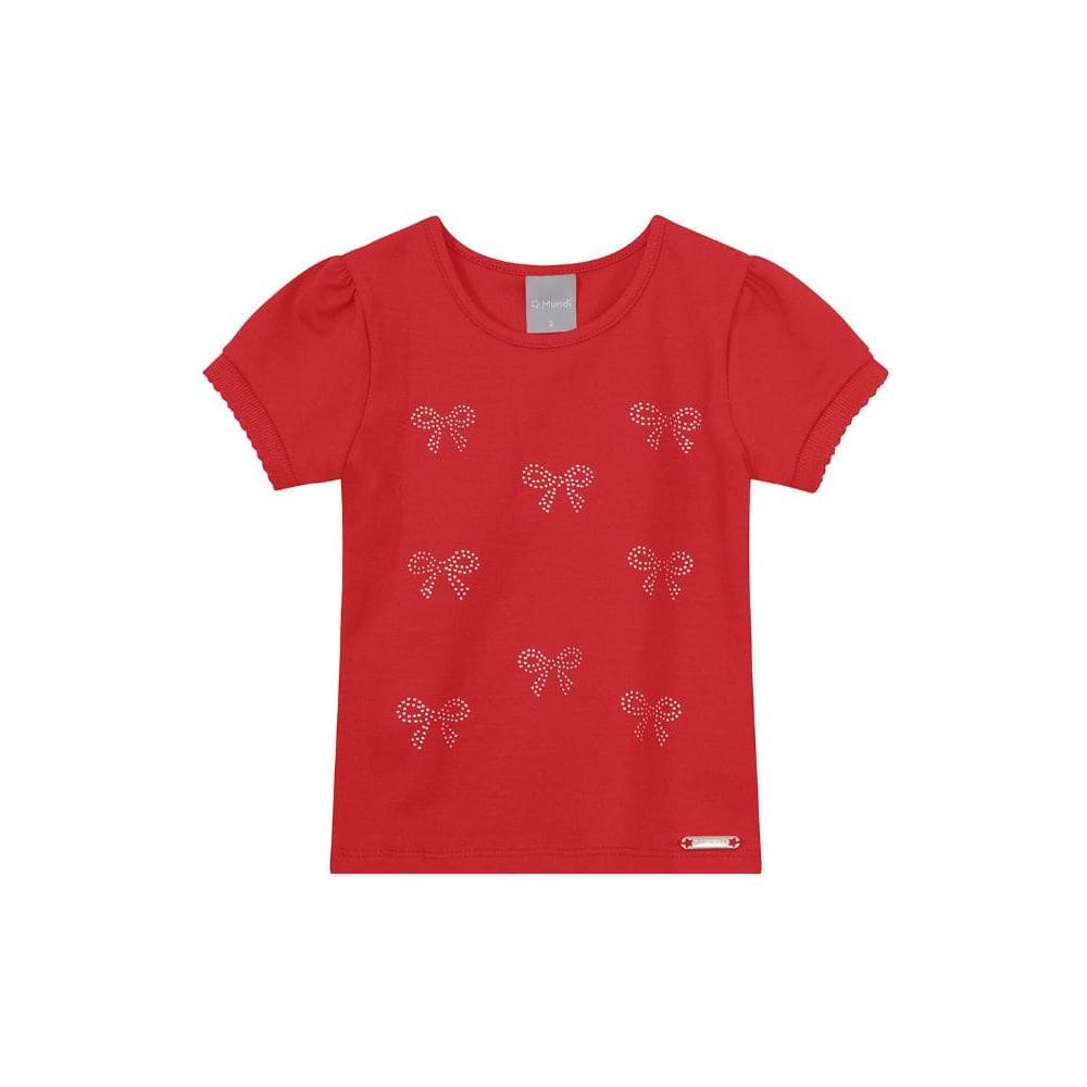 Blusa infantil menina com laços em strass Mundi Vermelho