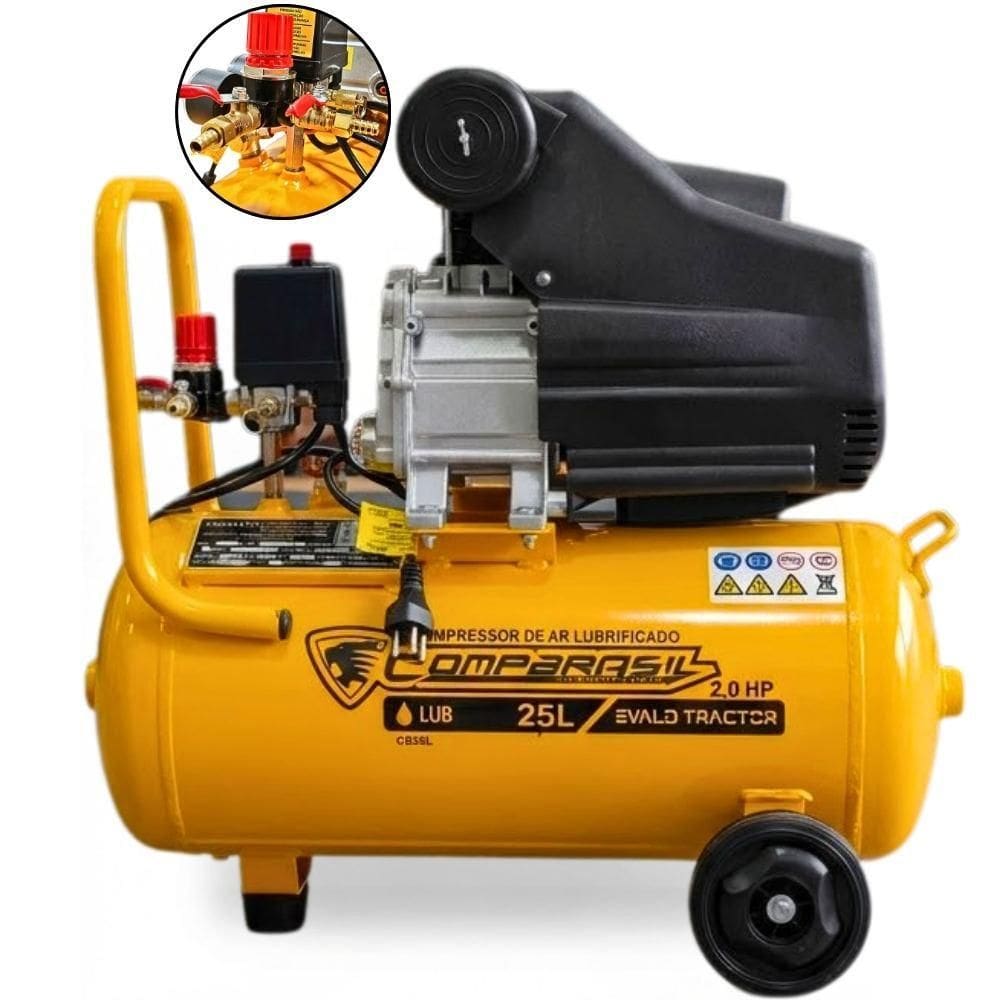 Compressor Port. LUB 8,6 PES 2,0HP 25L EVALD TRACTOR COMPBRASIL