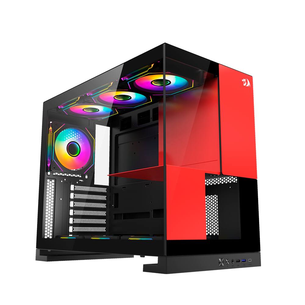 Gabinete Gamer Redragon Eternal ATX Sem Fans CA-612BR Preto e Vermelho
