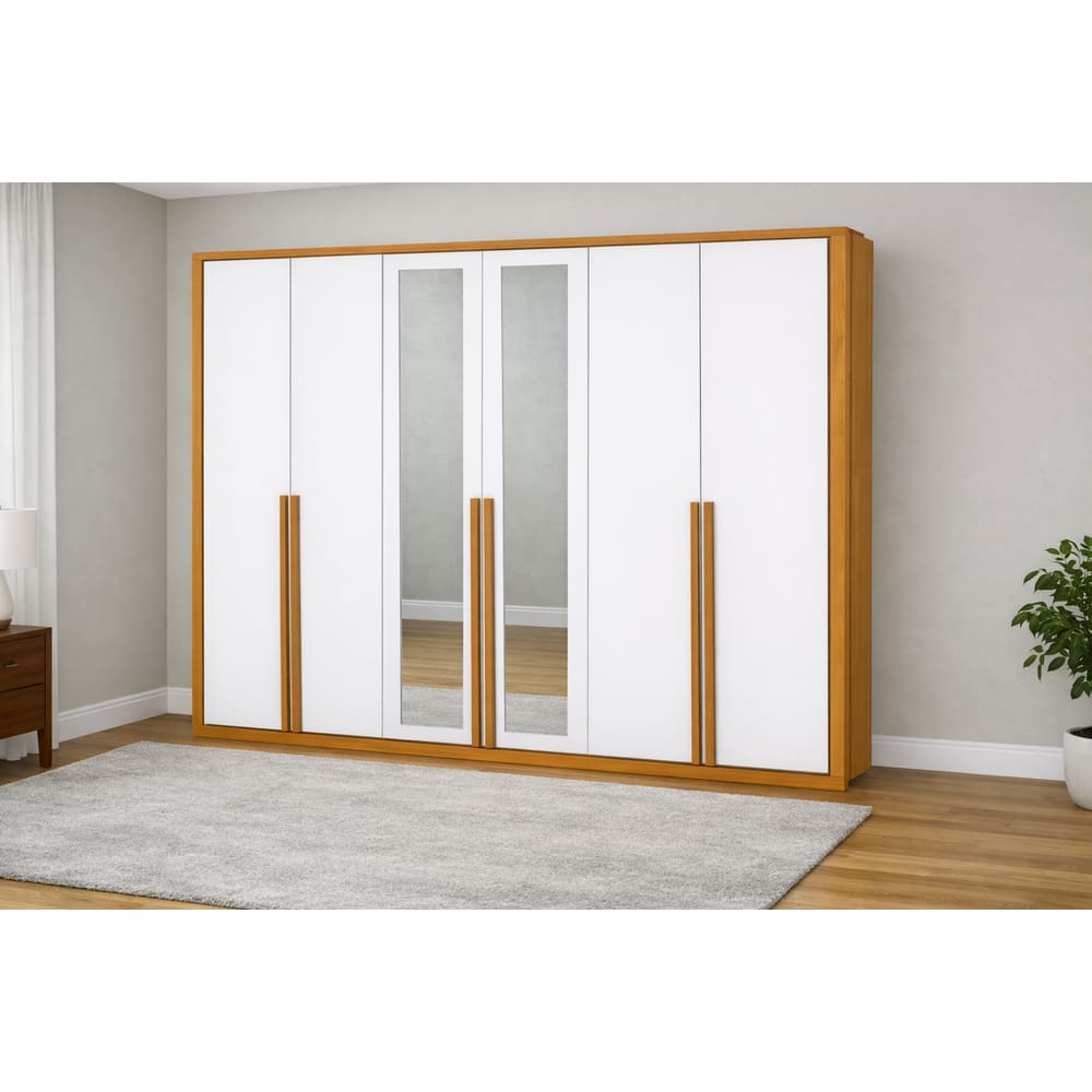Guarda Roupa 6 Portas 6 Gav com espelho Living -Grand Line