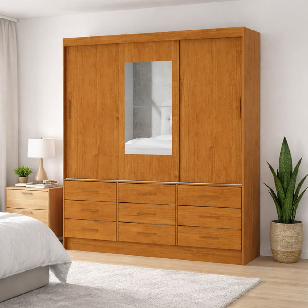 Guarda Roupa 9 Gavetas 1 Espelho Central  Sunset-Grand Line