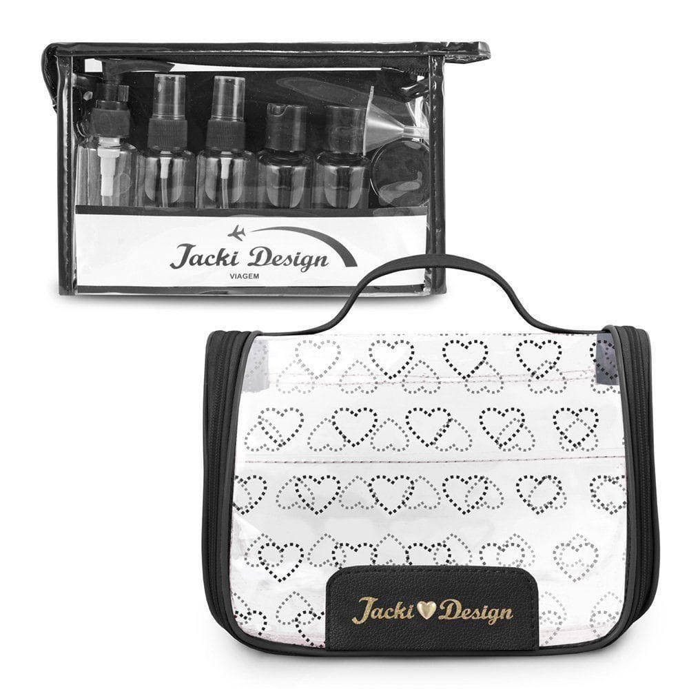 Kit Necessaire Transparente Com Frascos – Ideal Para Viagens E Bagagem De Mão - Rosa