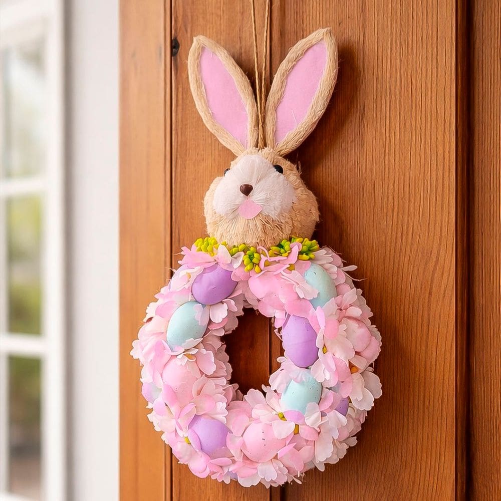 Pendente Guirlanda Coelho Páscoa Enfeite Ovos Flores De 50cm