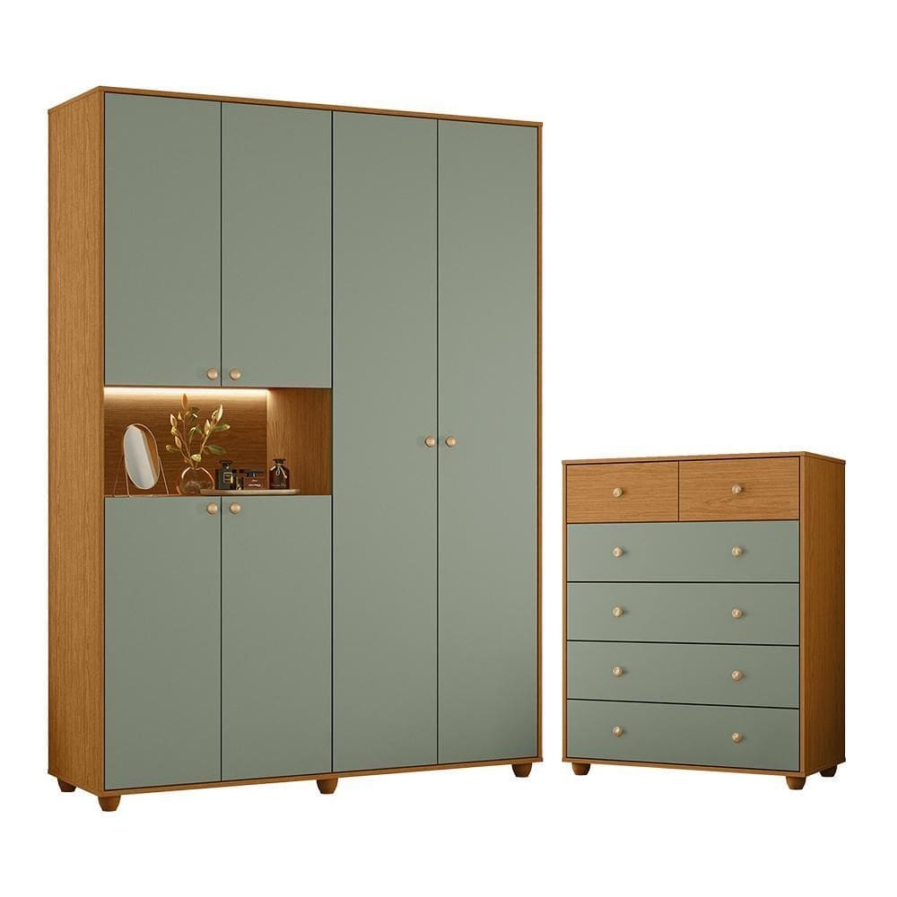 Jogo de Quarto Vittoria com Guarda Roupa e Cômoda - Móveis Albatroz