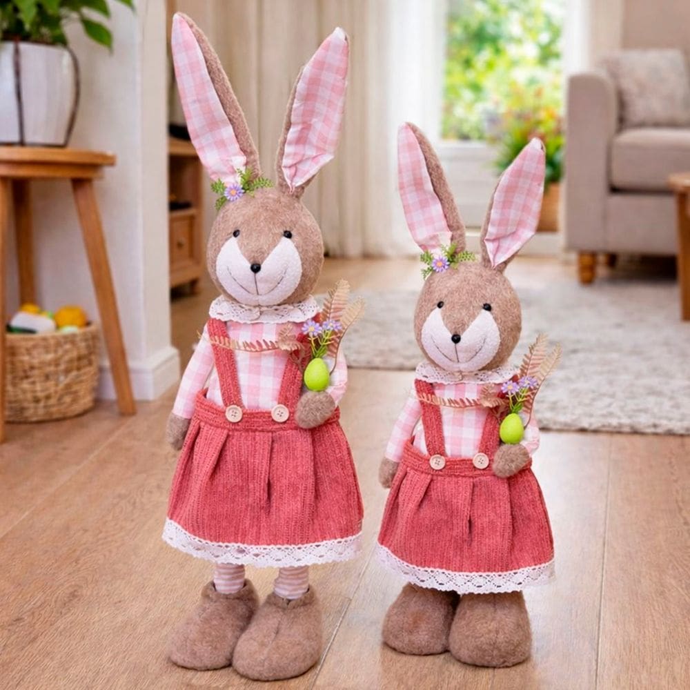 Boneca Coelha Com Pernas Ajustáveis Decoração Páscoa De 90cm