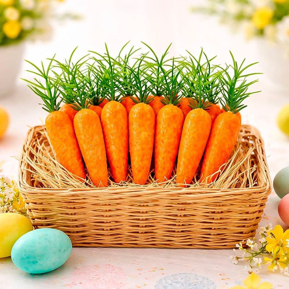 Enfeite Decorativo Cenourinhas Felpuda Páscoa 8cm Kit 144pçs