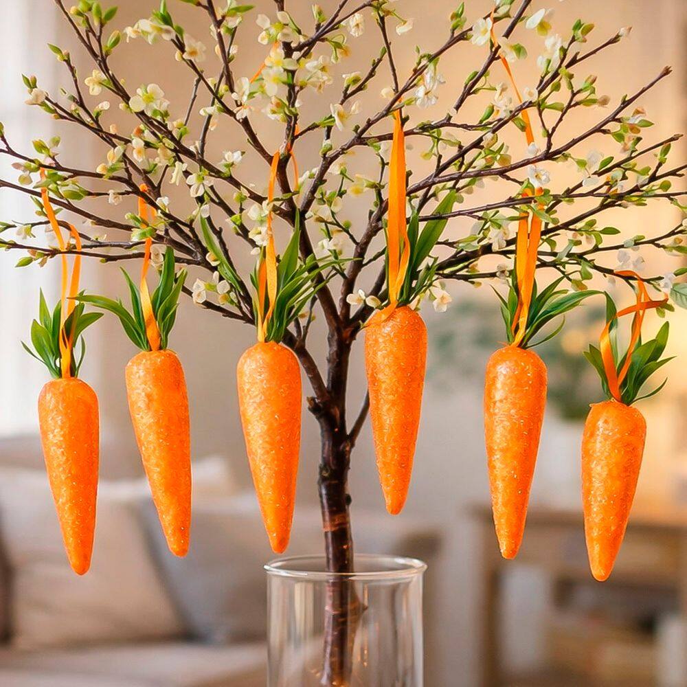 Pendente Cenoura Enfeite Decorativo Páscoa 14cm Kit 24pçs